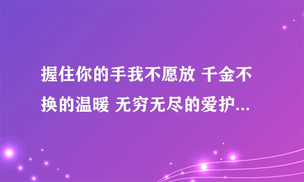 握住你的手我不愿放 千金不换的温暖 无穷无尽的爱护来自你凝望我的目光 什么歌的歌词