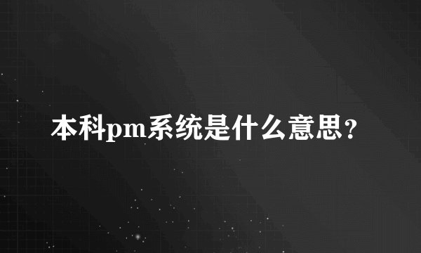 本科pm系统是什么意思？