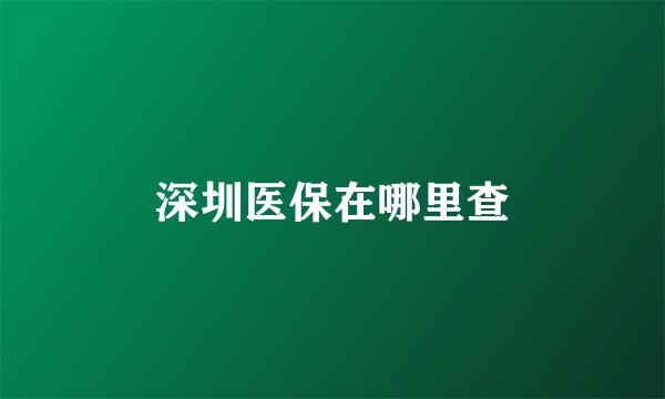 深圳医保在哪里查