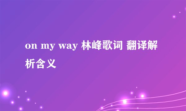 on my way 林峰歌词 翻译解析含义