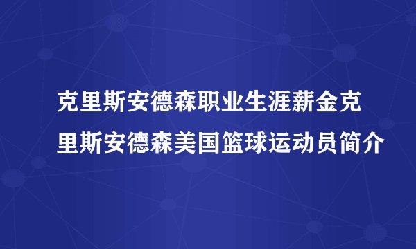 克里斯安德森职业生涯薪金克里斯安德森美国篮球运动员简介