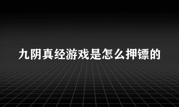 九阴真经游戏是怎么押镖的