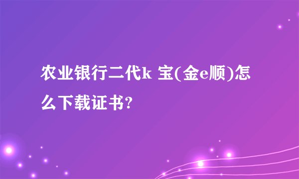 农业银行二代k 宝(金e顺)怎么下载证书?