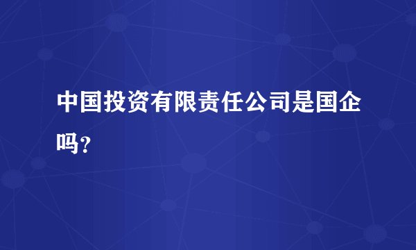 中国投资有限责任公司是国企吗？