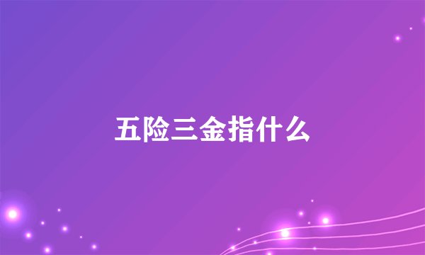 五险三金指什么