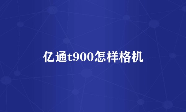 亿通t900怎样格机