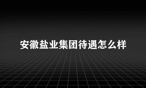安徽盐业集团待遇怎么样