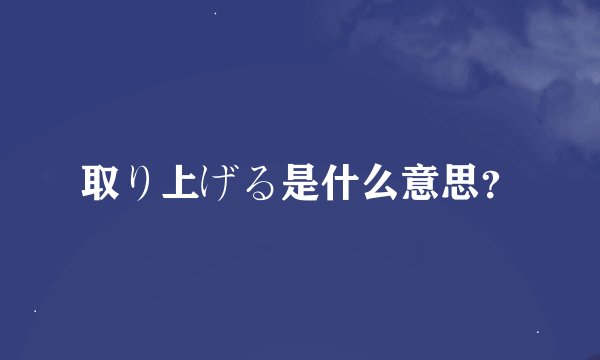 取り上げる是什么意思？