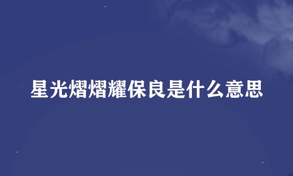星光熠熠耀保良是什么意思