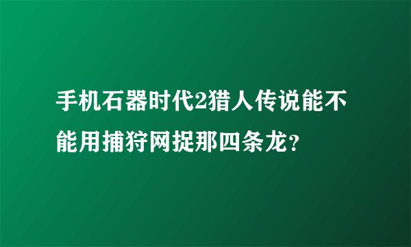 手机石器时代2猎人传说能不能用捕狩网捉那四条龙？