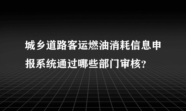 城乡道路客运燃油消耗信息申报系统通过哪些部门审核？
