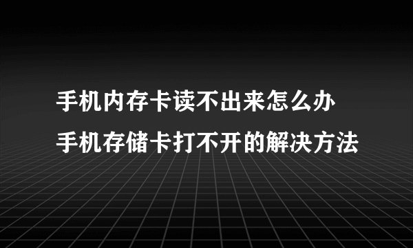 手机内存卡读不出来怎么办 手机存储卡打不开的解决方法