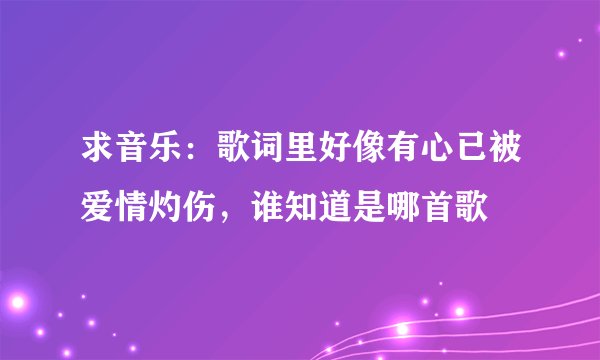 求音乐：歌词里好像有心已被爱情灼伤，谁知道是哪首歌