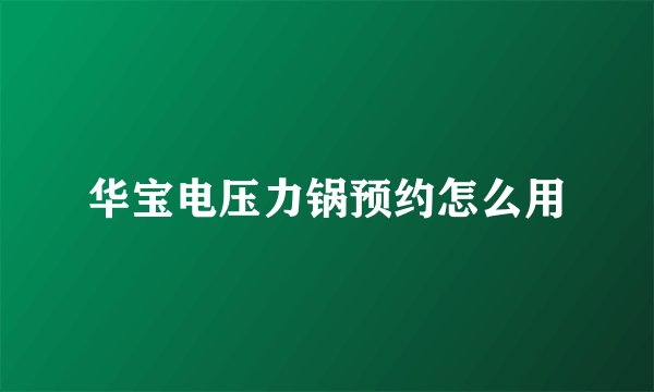 华宝电压力锅预约怎么用