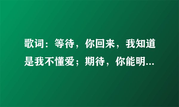 歌词：等待，你回来，我知道是我不懂爱；期待，你能明白，没有你一点空白。这首歌的名字是什么？