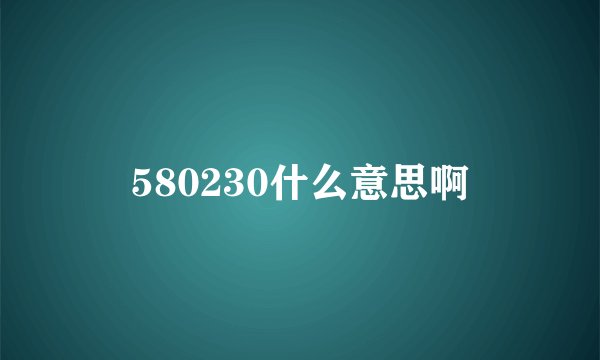 580230什么意思啊