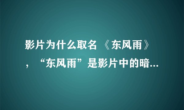 影片为什么取名 《东风雨》，“东风雨”是影片中的暗号，除了这一点，还有什么其他的寓意