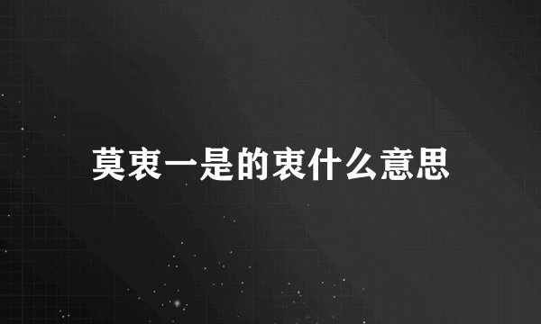 莫衷一是的衷什么意思