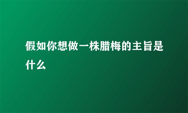 假如你想做一株腊梅的主旨是什么