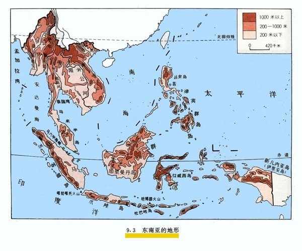 东南亚地形图（要清晰）