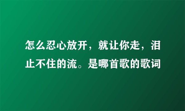 怎么忍心放开，就让你走，泪止不住的流。是哪首歌的歌词