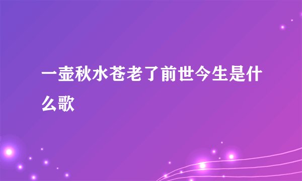 一壶秋水苍老了前世今生是什么歌