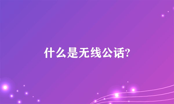 什么是无线公话?