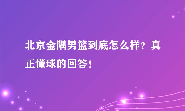 北京金隅男篮到底怎么样？真正懂球的回答！