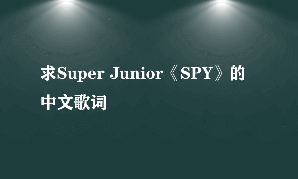 求Super Junior《SPY》的中文歌词