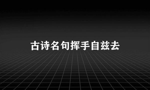 古诗名句挥手自兹去