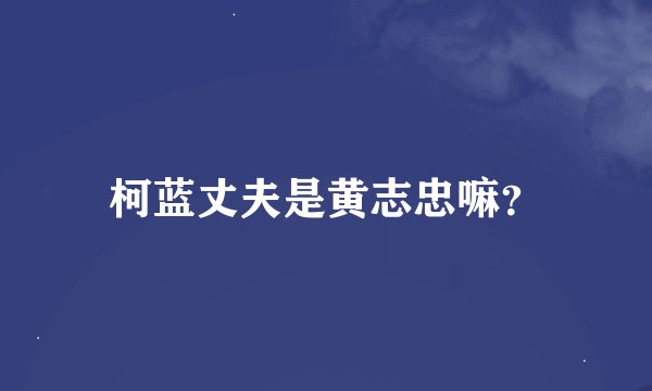 柯蓝丈夫是黄志忠嘛？