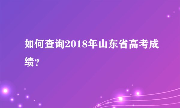 如何查询2018年山东省高考成绩？