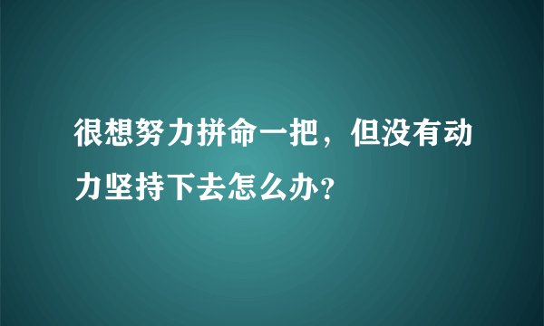 很想努力拼命一把，但没有动力坚持下去怎么办？