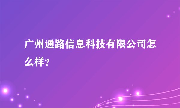 广州通路信息科技有限公司怎么样？