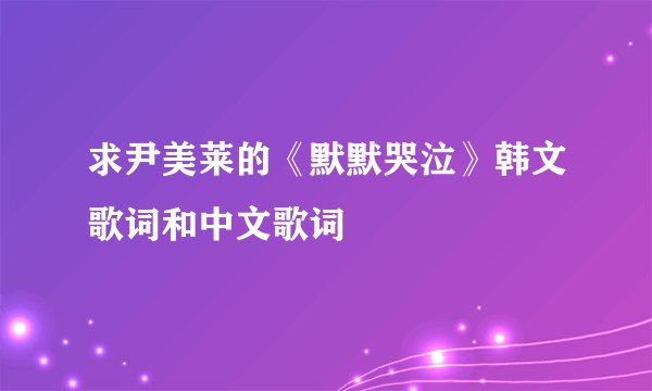 求尹美莱的《默默哭泣》韩文歌词和中文歌词