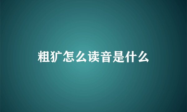 粗犷怎么读音是什么