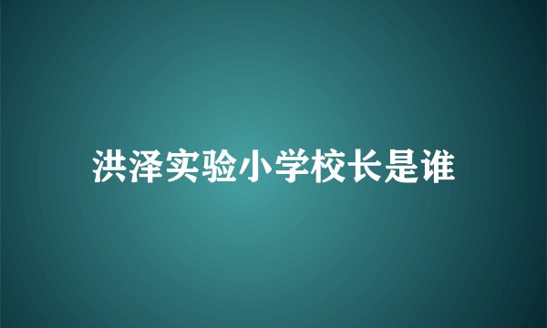 洪泽实验小学校长是谁