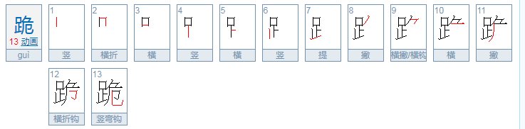 跪的拼音是什么字