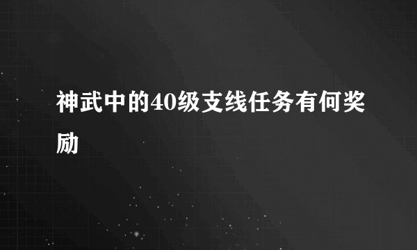 神武中的40级支线任务有何奖励
