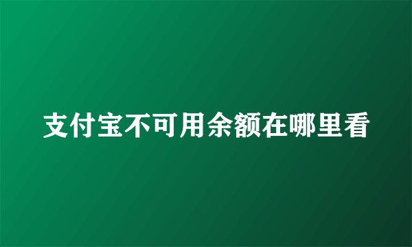 支付宝不可用余额在哪里看