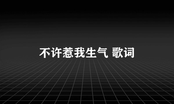 不许惹我生气 歌词