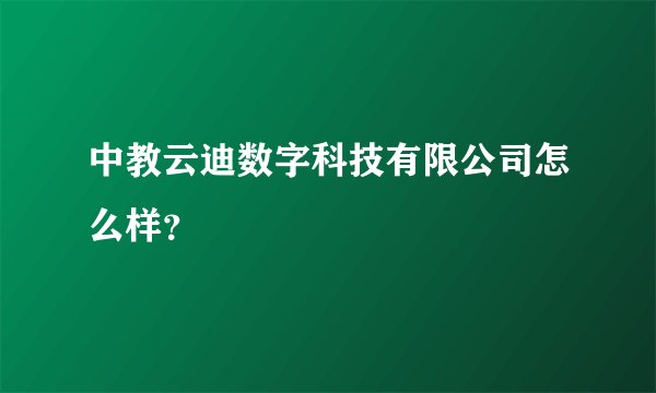 中教云迪数字科技有限公司怎么样？