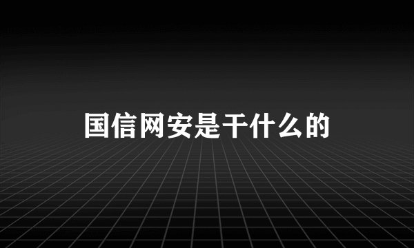 国信网安是干什么的