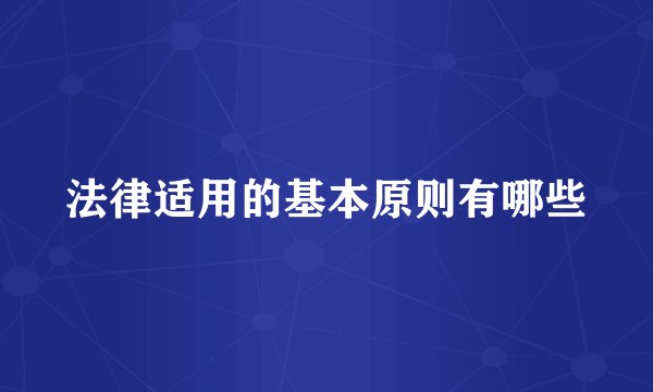 法律适用的基本原则有哪些