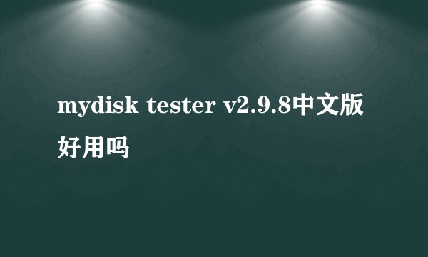 mydisk tester v2.9.8中文版好用吗