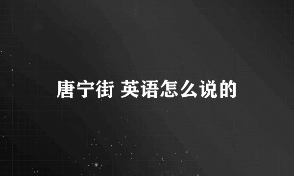 唐宁街 英语怎么说的