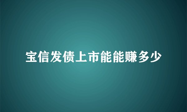 宝信发债上市能能赚多少
