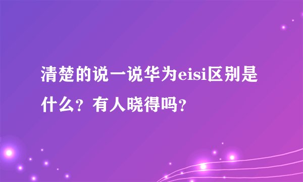 清楚的说一说华为eisi区别是什么？有人晓得吗？