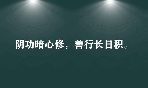 阴功暗心修，善行长日积。