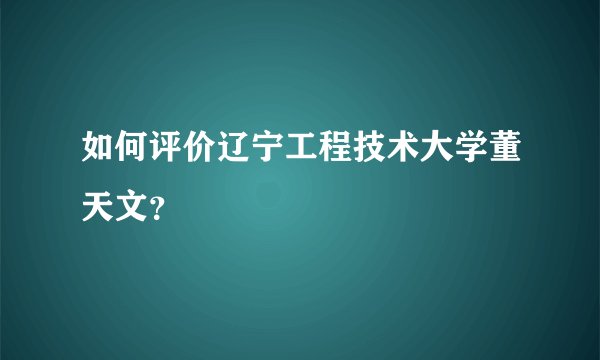 如何评价辽宁工程技术大学董天文？